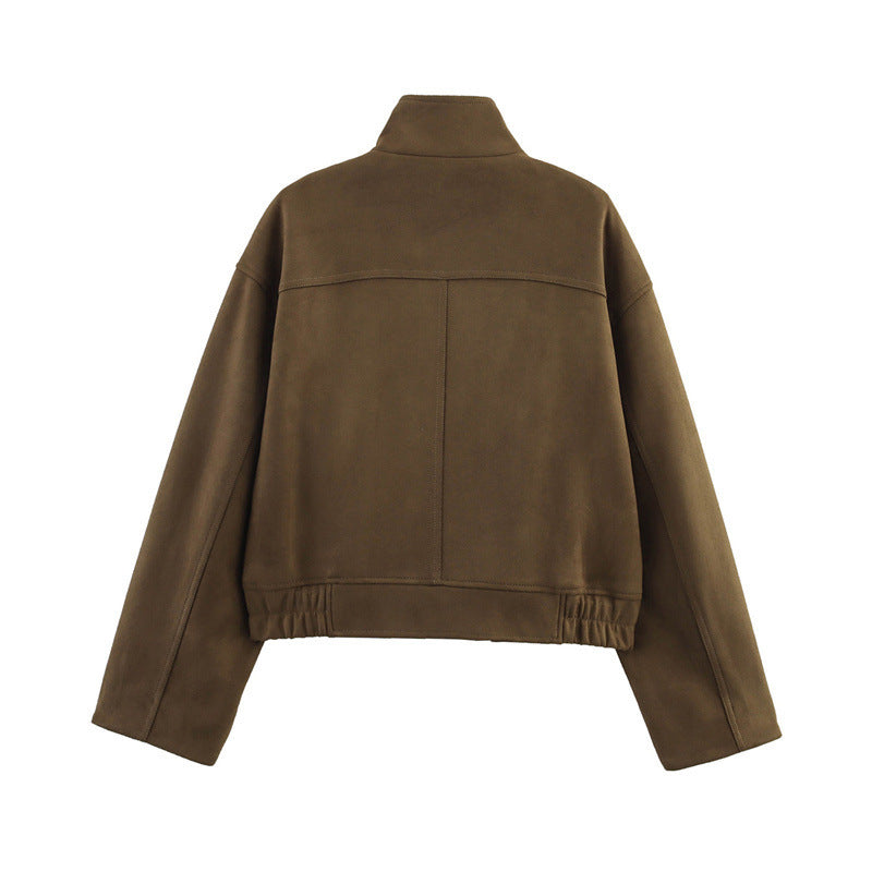 European And American Style Solid Color Cool Suede Jacket Coat