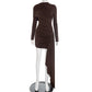 Irregularly Pleated Draped Dress For A Refined Look