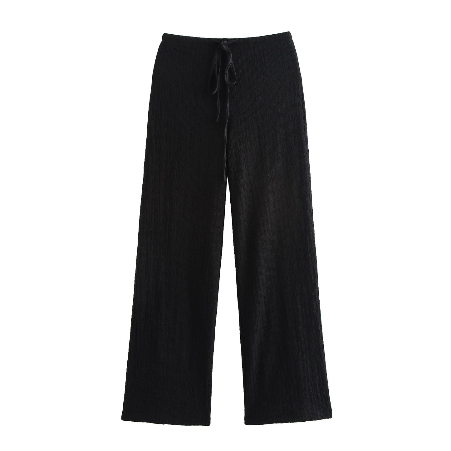 High waisted straight tube loose and slimming casual pants two-piece set