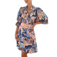 Stylish All-matching Linen Dress With A Chic Print And Lace Trim