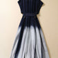Robe en jean à revers, simple boutonnage, manches courtes, dégradé de couleurs, tendance, taille ajustée