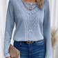Lace Patchwork Round Neck Women's Long-sleeved T-shirt
