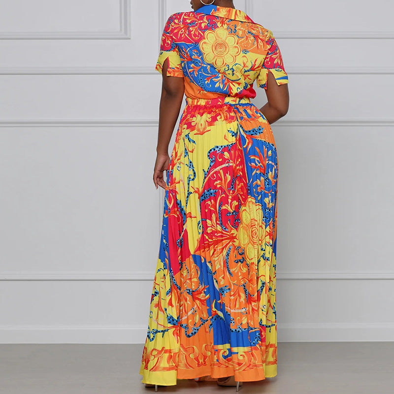 Ensemble haut court imprimé et pantalon large pour femme