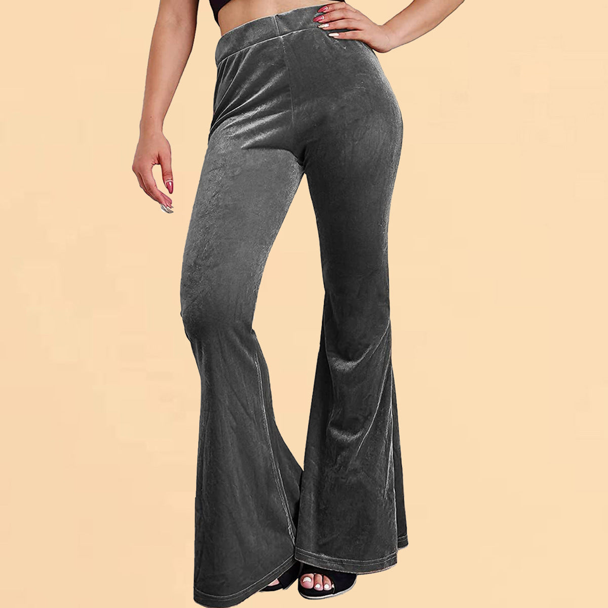 Pantalon en velours à pattes d'éléphant décontracté pour femme