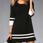 Women's Plaid Stitching Round Neck Slim Fit Dress