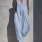 Summer Solid-Color V-Neck Resort-Style Womens Dress