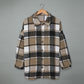 Women's Long-sleeved Lapel Button-breasted Plaid Shirt Jacket