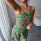 Spaghetti-strap Floral Print Shorts Two-piece Set