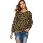 Street Long Sleeve Lantern Sleeve Loose Leopard Print Knitted Sweater