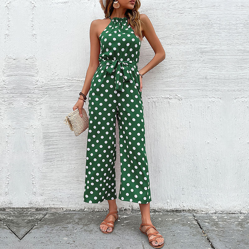 Combinaison ample à jambes larges et à pois