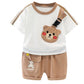 Ensemble deux pièces à manches courtes avec motif animal de dessin animé, style western pour enfants