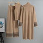 East Elegant Graceful Cardigan Robe Knitted Wide Leg Pants Three-piece Set