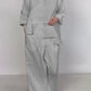Round Neck Satin Layered Design Blouse Wide Leg Pants Suit