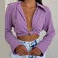 V-neck Tie Knot Long-sleeved Short Retro All-match