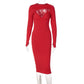 Fashion Solid Color Long-sleeved Slim Fit Hip Dress