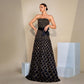 Robe de soirée à paillettes, décolleté plongeant, taille cintrée, grande taille