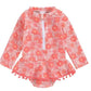 Fashion Long Sleeve Printed Princess Lace Swimsuit
