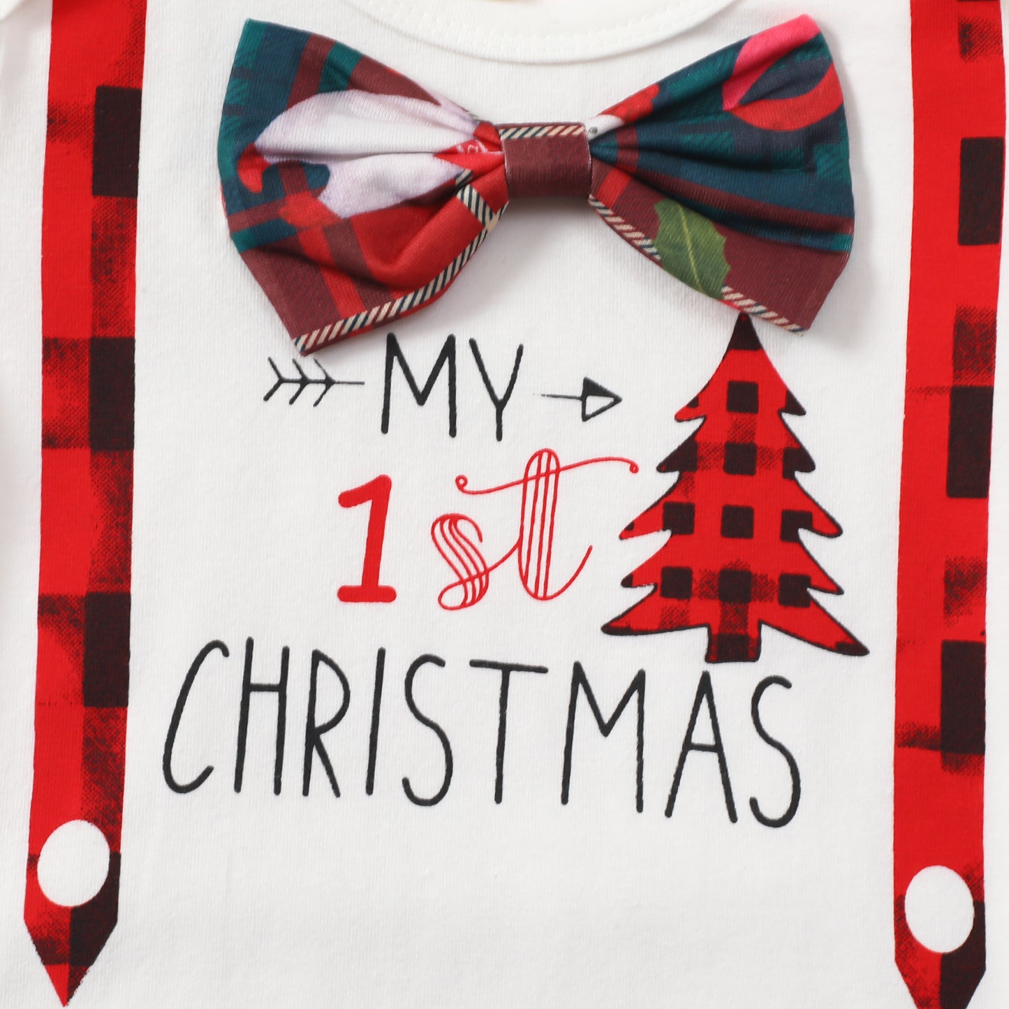 Infant Christmas Long-sleeved Top, Trousers, Hat, Turban