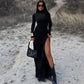 Women's Fashion Slim Fit Slit Pleated Dress