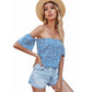 Shirt Women's Small Floral Print Off-shoulder Collar