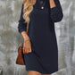 Women's Long-Sleeve Round-Neck Knitted Solid-Color Dress