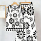 Womens Sleeveless Irregular Tank Top And Pants Fashionable Printed Two-Piece Set