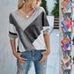 Fashion Printed Long-sleeved T-shirt V-neck Top