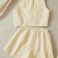 Elegant Striped Knit Tank Top And High-Waist Loose Shorts Set For Women