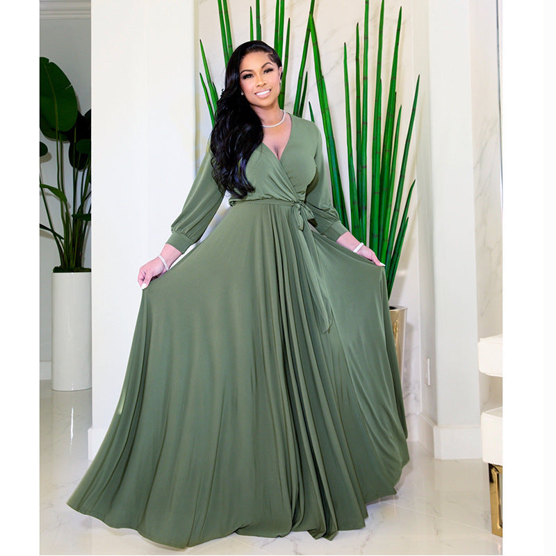 Robe grande taille à manches longues pour femme, automne, design mature, Fat Sister