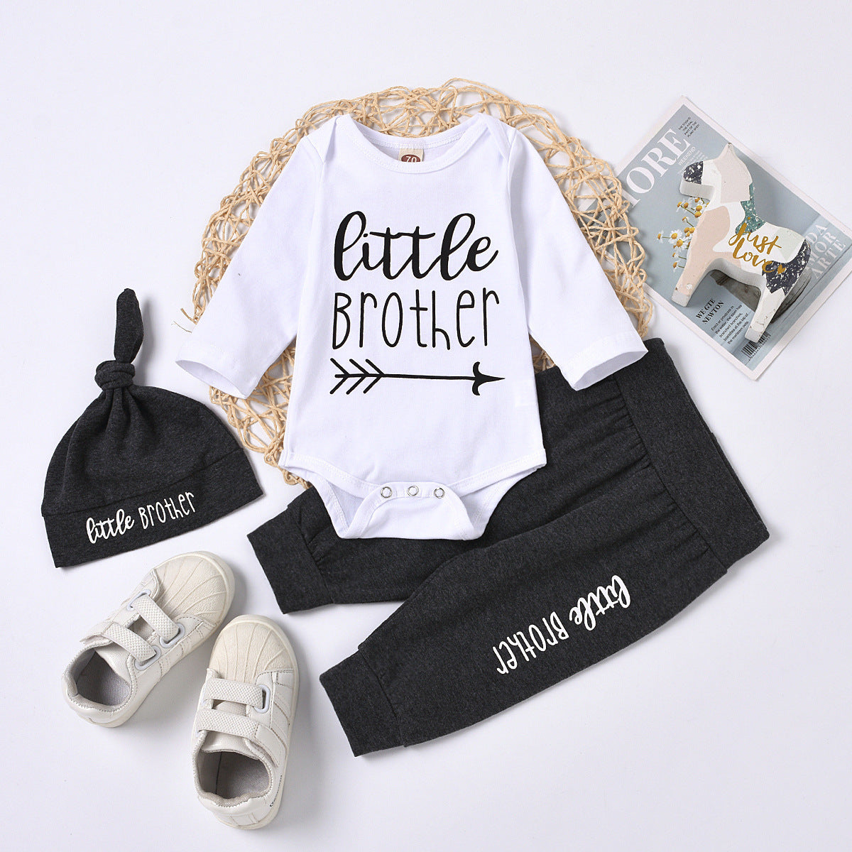 Children's Crew Neck Men's Cotton Non Hooded Black Letter Suit