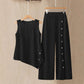 Simple Casual Daily Wear Sleeveless Top And Long Pants Set