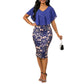 Printed Slim-fit Slit V-neck Dress Plus Size Dress