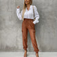 Fashion Ankle-tied Elastic Waist Pants Women