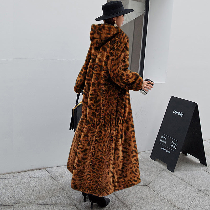 Nouveau manteau de fourrure pour femme, manteau long à capuche