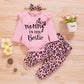 Newborn Long Sleeve Romper Leopard Print Trousers And Headband Three-piece Set