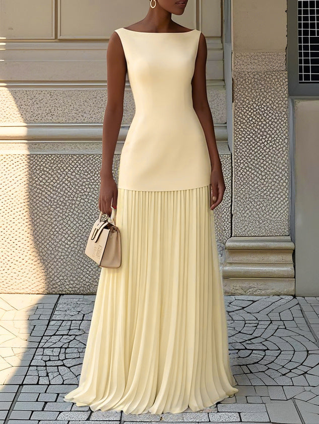 Solid Color Sleeveless Knitted Vest Slim Knit Dress