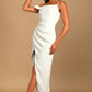Hip-wrapped Off-shoulder Irregular Slit Dress Women