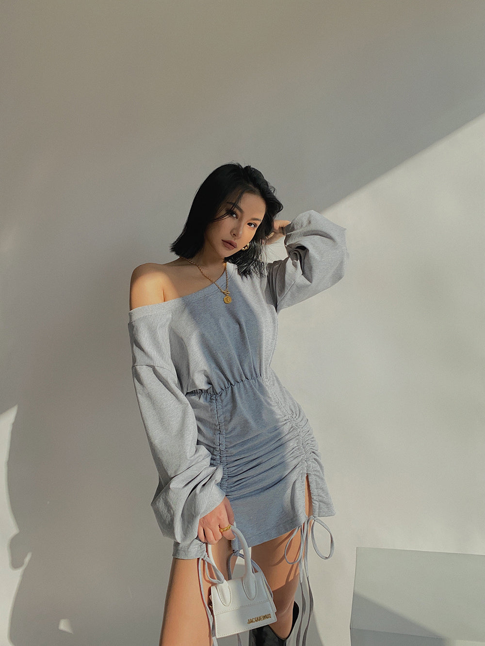 New European And American Style Slit Tie Dress Slimming