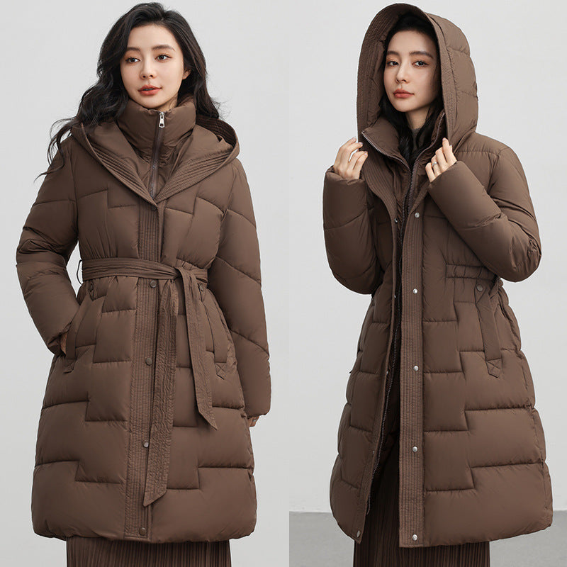 Manteau mi-long à capuche pour femme, coupe-taille, coupe-vent ...