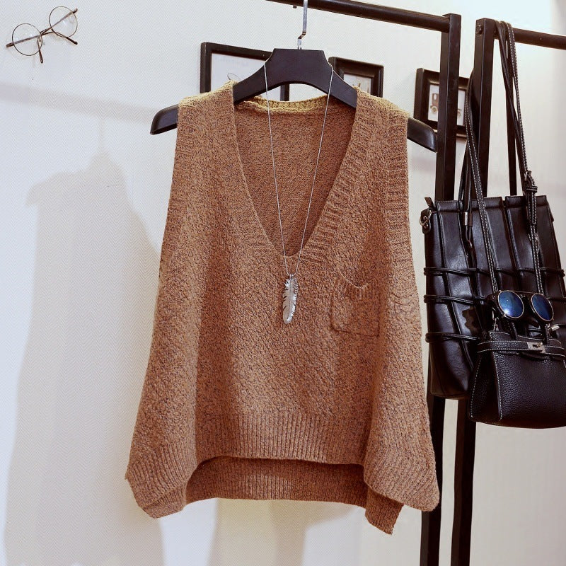 Spring New Loose Collar Waistcoat Wool Vest Sleeveless