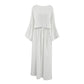 Cotton Round Neck Long Sleeves Short Top Slit Skirt Suit