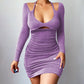 Robe sexy à manches longues et bretelles fines