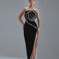 Slim Fit Tube Top Maxi Dress Women's Large Flower Summer Bandage Dress