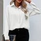 Solid Color Casual Loose Long Sleeve Shirt Dark Button Chiffon Shirt
