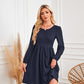 Robe trapèze à manches longues et col rond avec poche