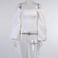 Ladies Temperament Loose White Pullover Solid Color Top