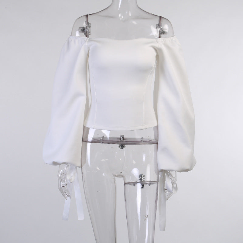 Ladies Temperament Loose White Pullover Solid Color Top