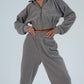 Zipped Stand Collar Polar Fleece Jacket Autumn And Winter Hollow-out Double Pants Suit European And American Sports Style Two-piece Suit