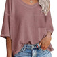Women's Temperament Fashion V-neck Pocket Short-sleeved T-shirt