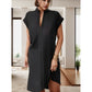 Women's Positioning Flower Crew-neck Batwing Sleeve Color-matching Dress